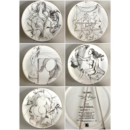 LOTTO 5 PIATTI PARATA SERIE Le Arti Salvator Dalì VICK INTERNATIONAL  n° 1900
