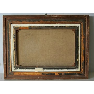 ANTICO GRANDE DIPINTO OLIO TELA R.Watts PAESAGGIO NORDICO COTTAGE WITH LANDSCAPE