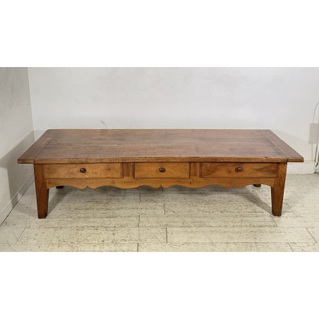ANTICO TAVOLO SALOTTO TABLE LEGNO NOCE EPOCA 1800 TAVOLINO 3 CASSETTI RUSTICO
