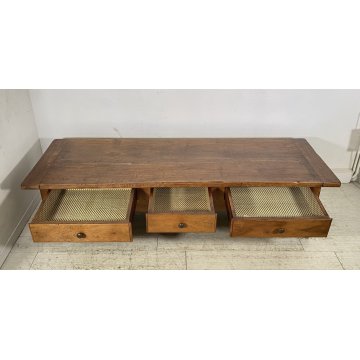ANTICO TAVOLO SALOTTO TABLE LEGNO NOCE EPOCA 1800 TAVOLINO 3 CASSETTI RUSTICO