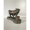 ANTICA SCULTURA TORO MASTELLO BRONZO PATINA BESTIARIO 16 cm/h FINE '800