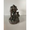 ANTICA SCULTURA TORO MASTELLO BRONZO PATINA BESTIARIO 16 cm/h FINE '800