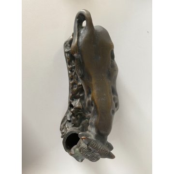ANTICA SCULTURA TORO MASTELLO BRONZO PATINA BESTIARIO 16 cm/h FINE '800