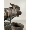 ANTICA SCULTURA TORO MASTELLO BRONZO PATINA BESTIARIO 16 cm/h FINE '800