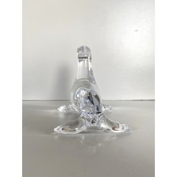 SCULTURA CRISTALLO FOCA Daum FRANCE FERMACARTE PRESSE PAPIER FIRMATO 12,5cm/h