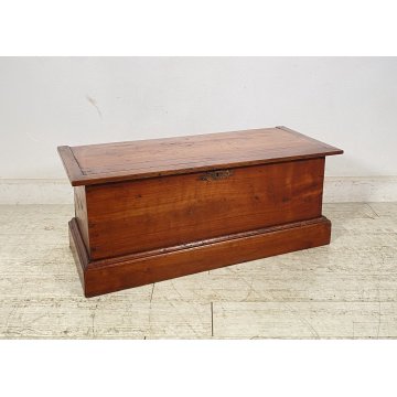 ANTICA PICCOLA CASSAPANCA 1900 LEGNO  CILIEGIO MASSELLO PANCA BAULE FORZIERE OLD