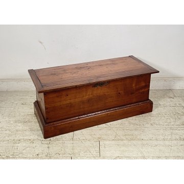 ANTICA PICCOLA CASSAPANCA 1900 LEGNO  CILIEGIO MASSELLO PANCA BAULE FORZIERE OLD