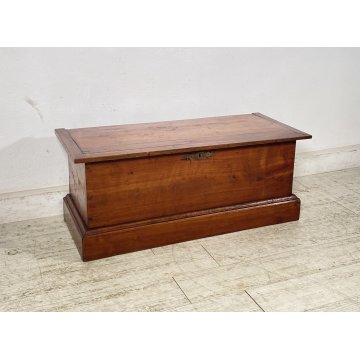 ANTICA PICCOLA CASSAPANCA 1900 LEGNO  CILIEGIO MASSELLO PANCA BAULE FORZIERE OLD