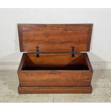 ANTICA PICCOLA CASSAPANCA 1900 LEGNO  CILIEGIO MASSELLO PANCA BAULE FORZIERE OLD