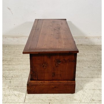 ANTICA PICCOLA CASSAPANCA 1900 LEGNO  CILIEGIO MASSELLO PANCA BAULE FORZIERE OLD