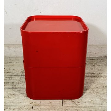 COMODINO ETAGERE MOD. 4970 COMPONIBILE KARTELL ANNA CASTELLI FERRIERI 1970 ROSSO