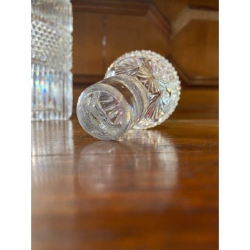 VINTAGE SQUARE WHISKY DECANTER CRISTALLO MOLATO TAGLIO DIAGONALE 26,5 cm/h '70s