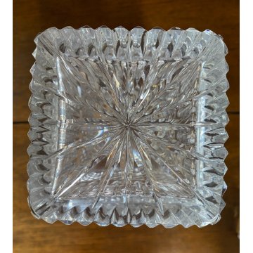 VINTAGE SQUARE WHISKY DECANTER CRISTALLO MOLATO TAGLIO DIAGONALE 26,5 cm/h '70s