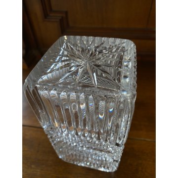 VINTAGE SQUARE WHISKY DECANTER CRISTALLO MOLATO TAGLIO DIAGONALE 26,5 cm/h '70s