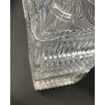 VINTAGE SQUARE WHISKY DECANTER CRISTALLO MOLATO TAGLIO DIAGONALE 26,5 cm/h '70s