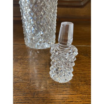 VINTAGE WHISKY DECANTER CILINDRICO CRISTALLO MOLATO TAGLIO DIAMANTE 27,5 cm/h