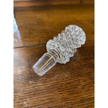 VINTAGE WHISKY DECANTER CILINDRICO CRISTALLO MOLATO TAGLIO DIAMANTE 27,5 cm/h