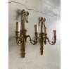 COPPIA APPLIQUE LAMPADA PARETE TORCERE 2 LUCI OTTONE DORATO XX sec