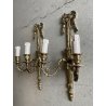 COPPIA APPLIQUE LAMPADA PARETE TORCERE 2 LUCI OTTONE DORATO XX sec
