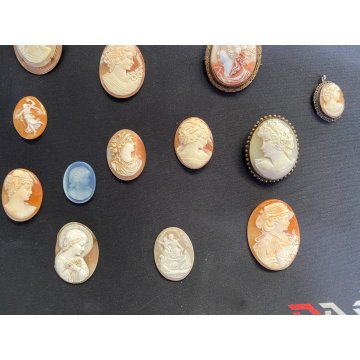 LOTTO 17 CAMMEO vintage spille ciondoli shell jewellery Cameo brooch and pendant