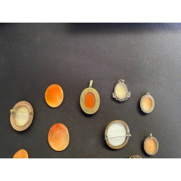 LOTTO 17 CAMMEO vintage spille ciondoli shell jewellery Cameo brooch and pendant