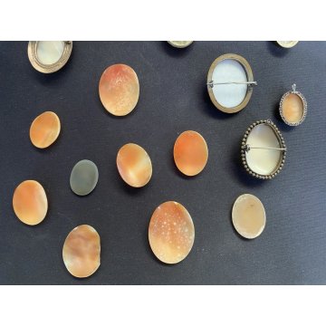 LOTTO 17 CAMMEO vintage spille ciondoli shell jewellery Cameo brooch and pendant