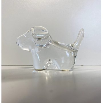 SCULTURA CRISTALLO CAGNOLINO Baccarat FERMACARTE PRESSE PAPIER FIRMATO 6,5cm/h