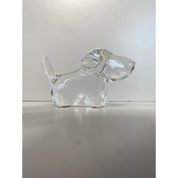 SCULTURA CRISTALLO CAGNOLINO Baccarat FERMACARTE PRESSE PAPIER FIRMATO 6,5cm/h