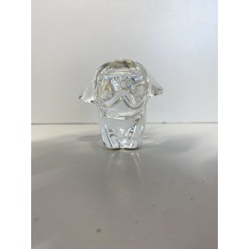 SCULTURA CRISTALLO CAGNOLINO Baccarat FERMACARTE PRESSE PAPIER FIRMATO 6,5cm/h