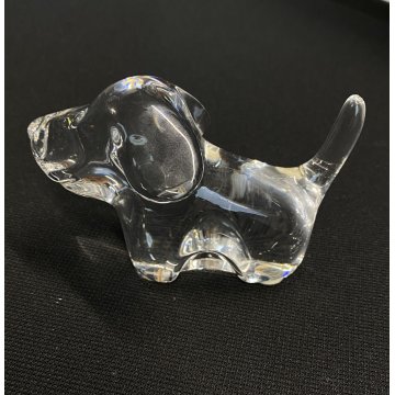SCULTURA CRISTALLO CAGNOLINO Baccarat FERMACARTE PRESSE PAPIER FIRMATO 6,5cm/h