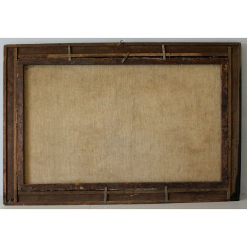 ANTICO GRANDE QUADRO A.Catalani PAESAGGIO MONTANO BORGO ALPINO CAMPANILE LAGO 