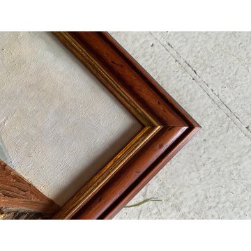 COPPIA DIPINTO OLIO PAESAGGIO SCORCIO VITA RURALE CASALI FIGURE CONTADINI FIRMA