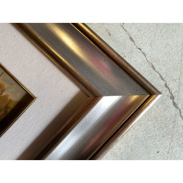 QUADRO DIPINTO OLIO su RAME Luciano Lutring PAESAGGIO RURALE FIUME PONTE 1995