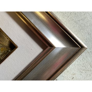 QUADRO DIPINTO OLIO su RAME Luciano Lutring PAESAGGIO RURALE FIUME PONTE 1995