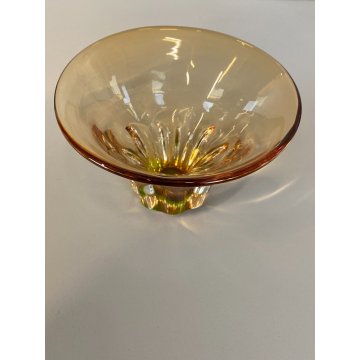VINTAGE BOWL VETRO SOMMERSO DESIGN Tiina Lena Vilde AMBRA VERDE  '90 ø 16,5 cm