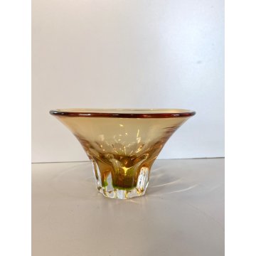 VINTAGE BOWL VETRO SOMMERSO DESIGN Tiina Lena Vilde AMBRA VERDE  '90 ø 16,5 cm