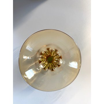 VINTAGE BOWL VETRO SOMMERSO DESIGN Tiina Lena Vilde AMBRA VERDE  '90 ø 16,5 cm