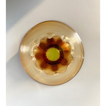 VINTAGE BOWL VETRO SOMMERSO DESIGN Tiina Lena Vilde AMBRA VERDE  '90 ø 16,5 cm