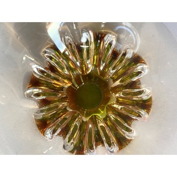 VINTAGE BOWL VETRO SOMMERSO DESIGN Tiina Lena Vilde AMBRA VERDE  '90 ø 16,5 cm