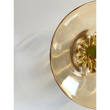 VINTAGE BOWL VETRO SOMMERSO DESIGN Tiina Lena Vilde AMBRA VERDE  '90 ø 16,5 cm