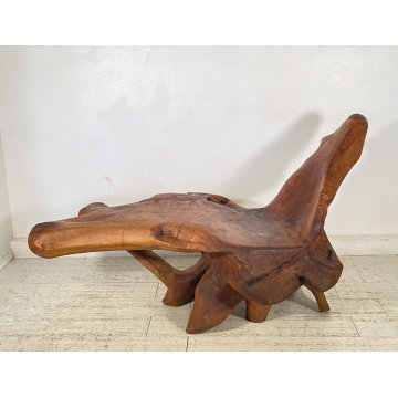 GRANDE CHAISE LONGUE RADICE LEGNO POLTRONA RUSTICA ANNI 60 CEPPO ALBERO 189/300