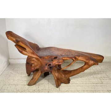 GRANDE CHAISE LONGUE RADICE LEGNO POLTRONA RUSTICA ANNI 60 CEPPO ALBERO 189/300