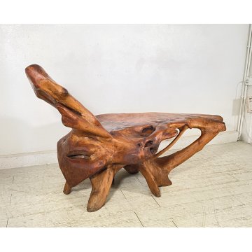 GRANDE CHAISE LONGUE RADICE LEGNO POLTRONA RUSTICA ANNI 60 CEPPO ALBERO 189/300