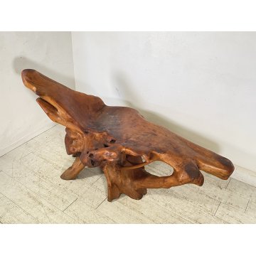 GRANDE CHAISE LONGUE RADICE LEGNO POLTRONA RUSTICA ANNI 60 CEPPO ALBERO 189/300