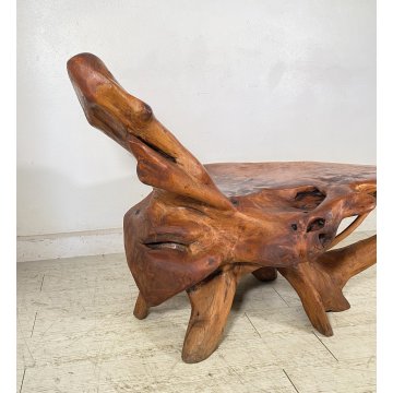 GRANDE CHAISE LONGUE RADICE LEGNO POLTRONA RUSTICA ANNI 60 CEPPO ALBERO 189/300