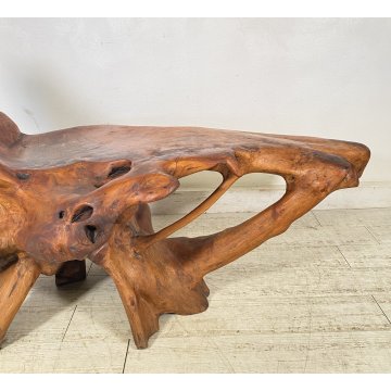 GRANDE CHAISE LONGUE RADICE LEGNO POLTRONA RUSTICA ANNI 60 CEPPO ALBERO 189/300