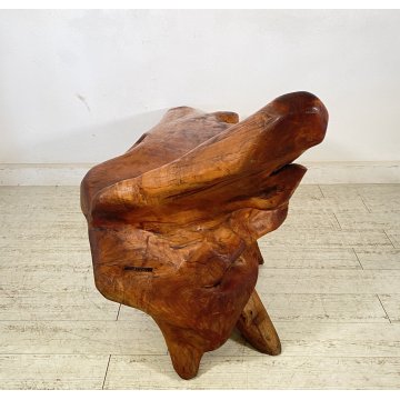 GRANDE CHAISE LONGUE RADICE LEGNO POLTRONA RUSTICA ANNI 60 CEPPO ALBERO 189/300