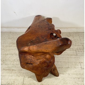 GRANDE CHAISE LONGUE RADICE LEGNO POLTRONA RUSTICA ANNI 60 CEPPO ALBERO 189/300