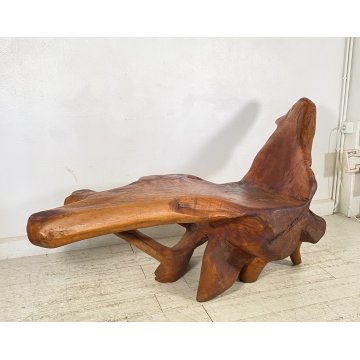 GRANDE CHAISE LONGUE RADICE LEGNO POLTRONA RUSTICA ANNI 60 CEPPO ALBERO 189/300
