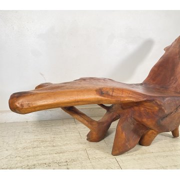 GRANDE CHAISE LONGUE RADICE LEGNO POLTRONA RUSTICA ANNI 60 CEPPO ALBERO 189/300
